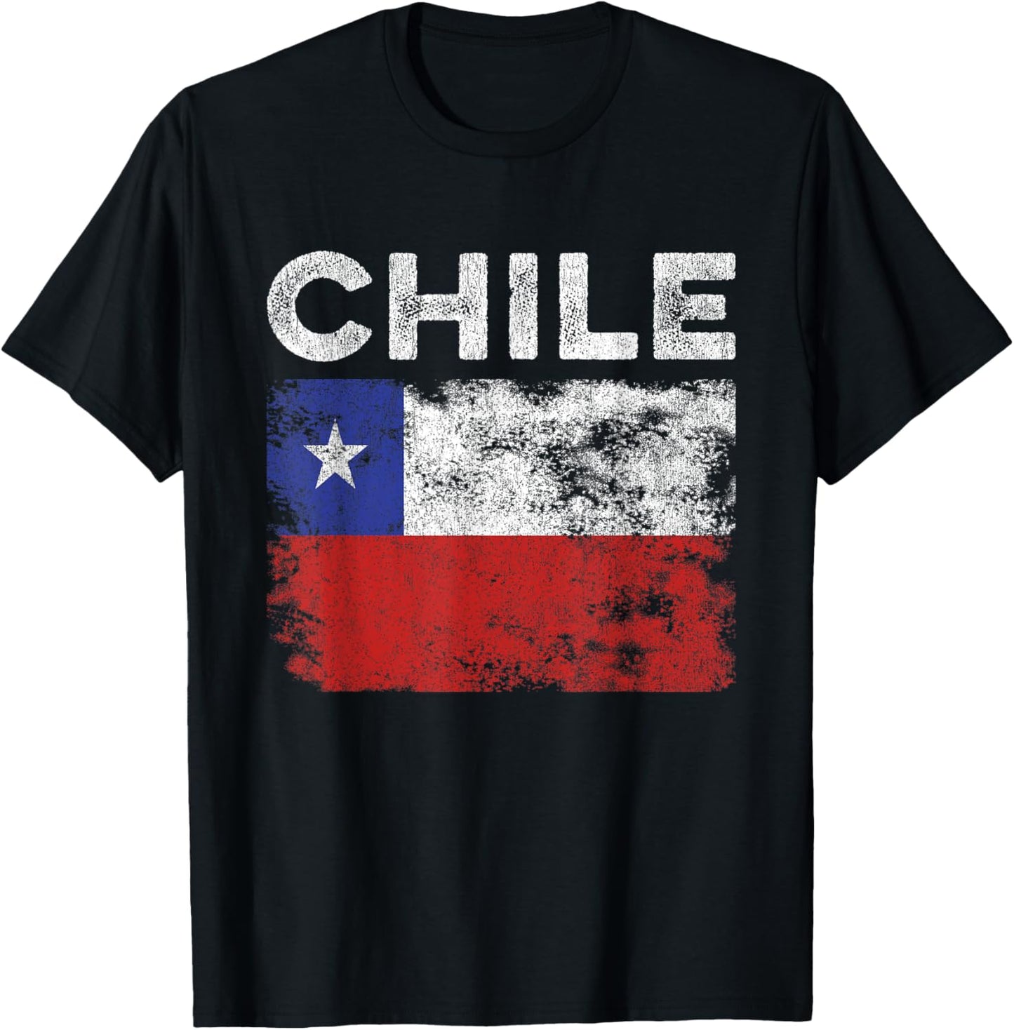 Chile Flag Distressed - Men Women Kids - Chilean Flag T-Shirt - T-Shirt | Black
