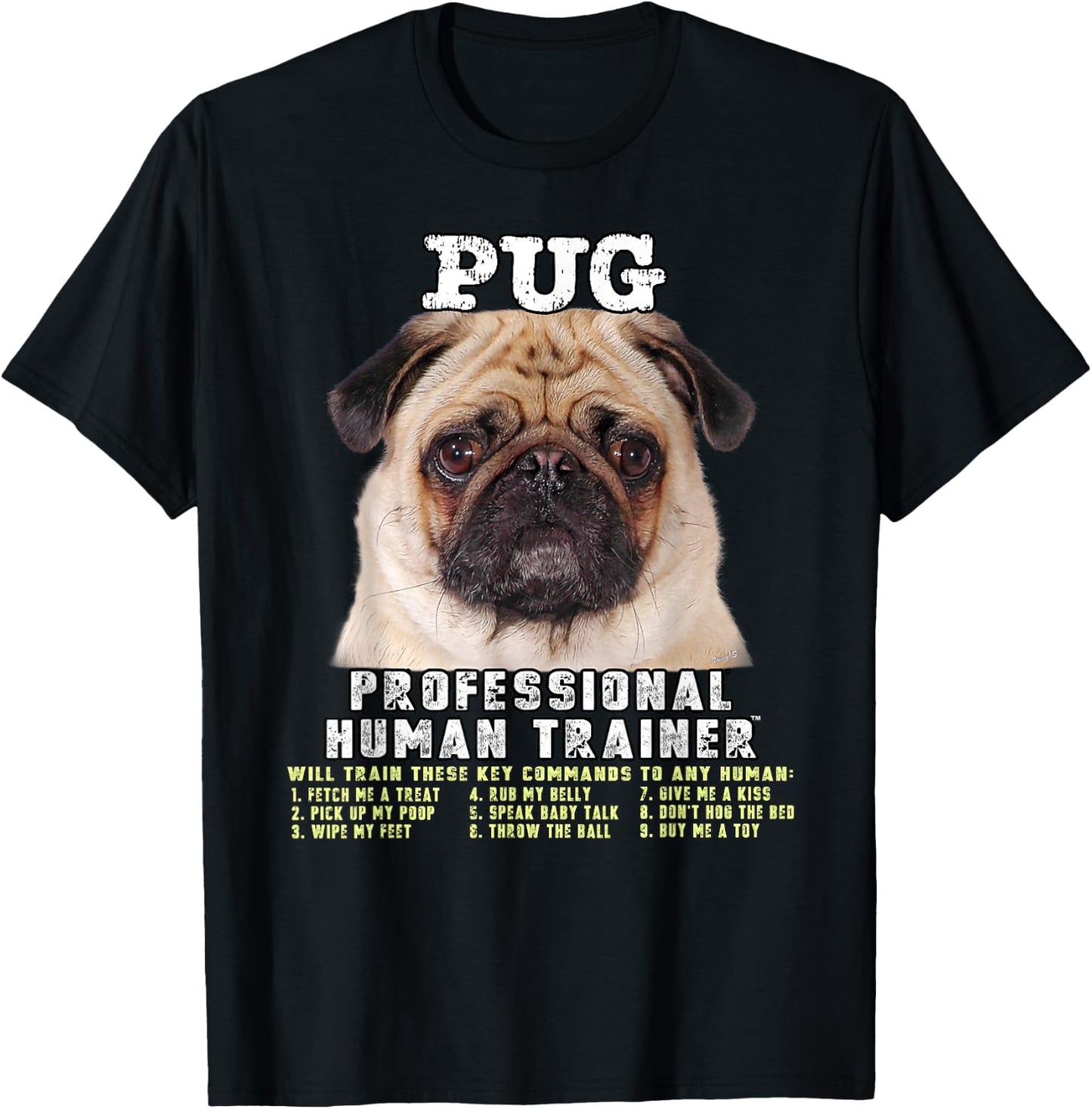 Pug Lover Owner Professional Human Trainer Gift T-Shirt - T-Shirt | Black