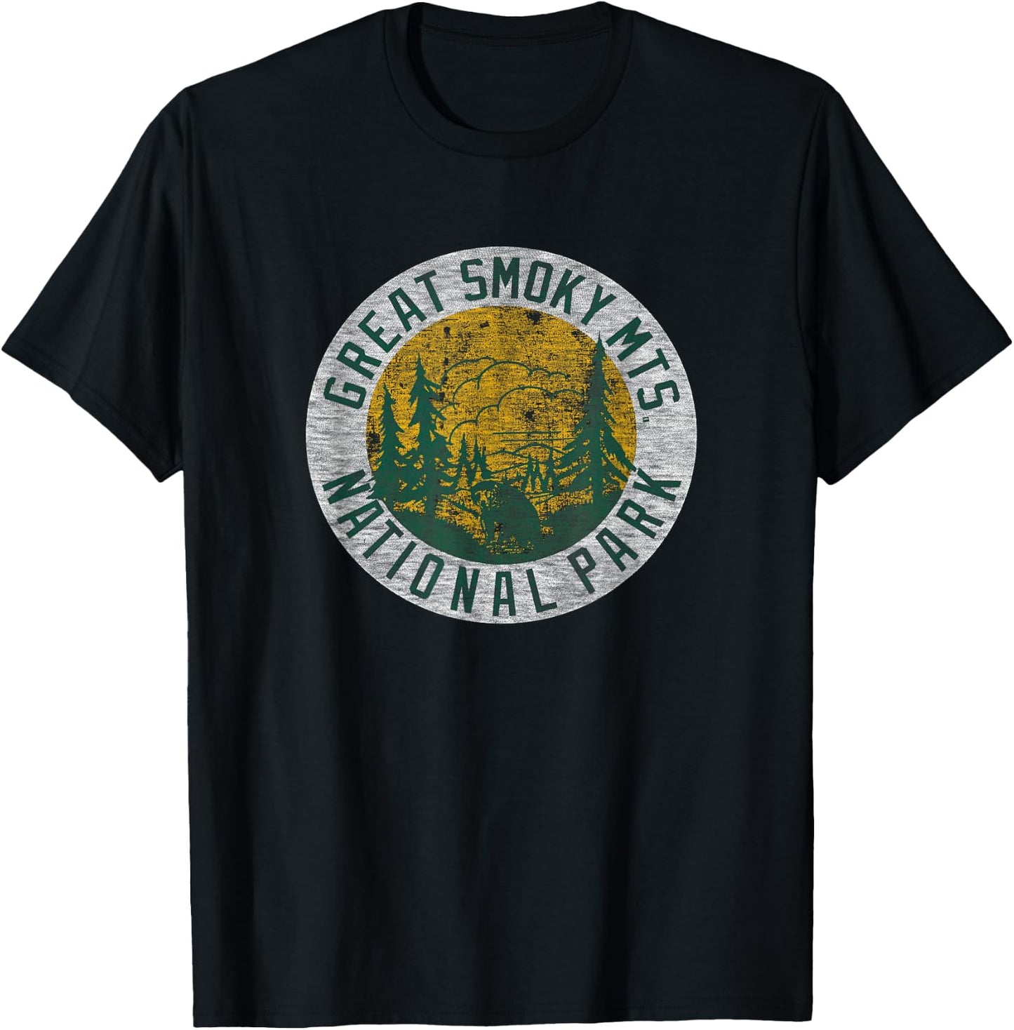 Great Smoky Mountains National Park Vintage Pine Trees T-Shirt - T-Shirt | Black