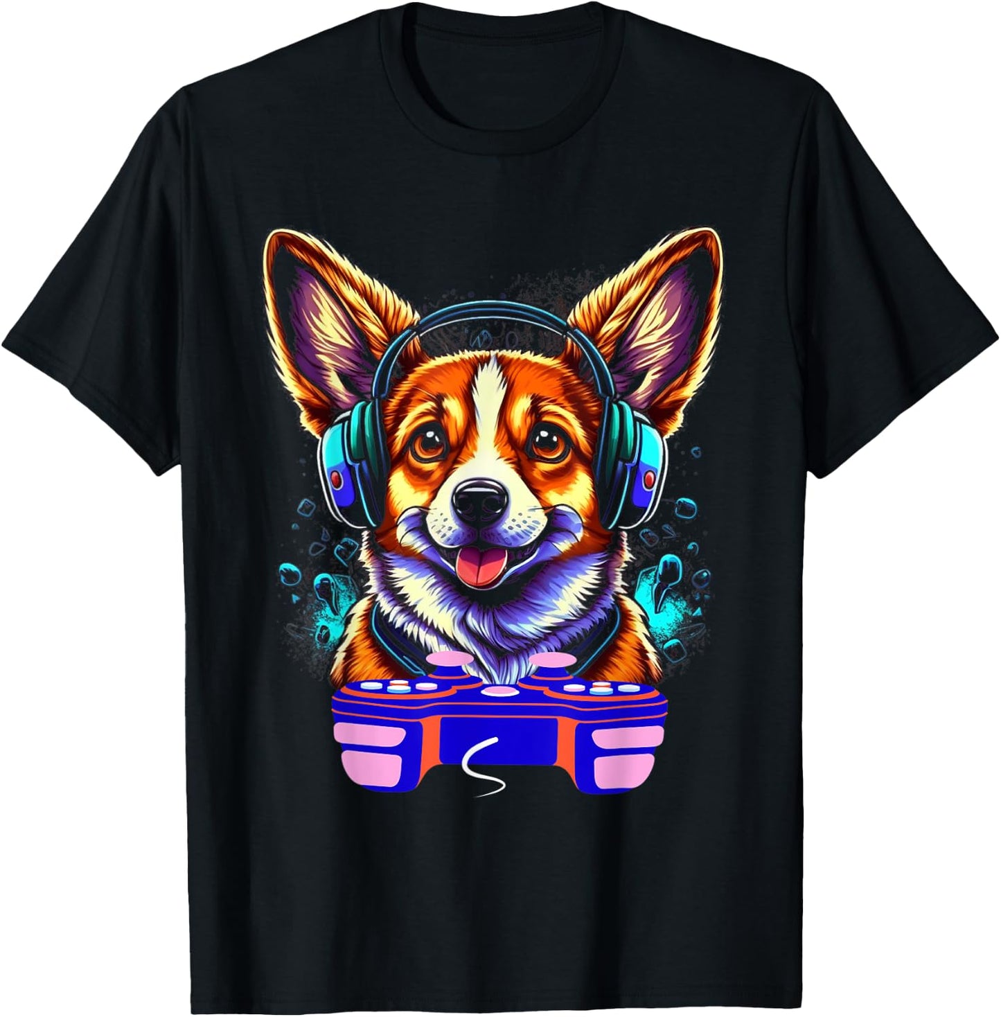 Gaming Corgi Pembroke Dog Player Video Gamer Lover Men Kids T-Shirt - T-Shirt | Black