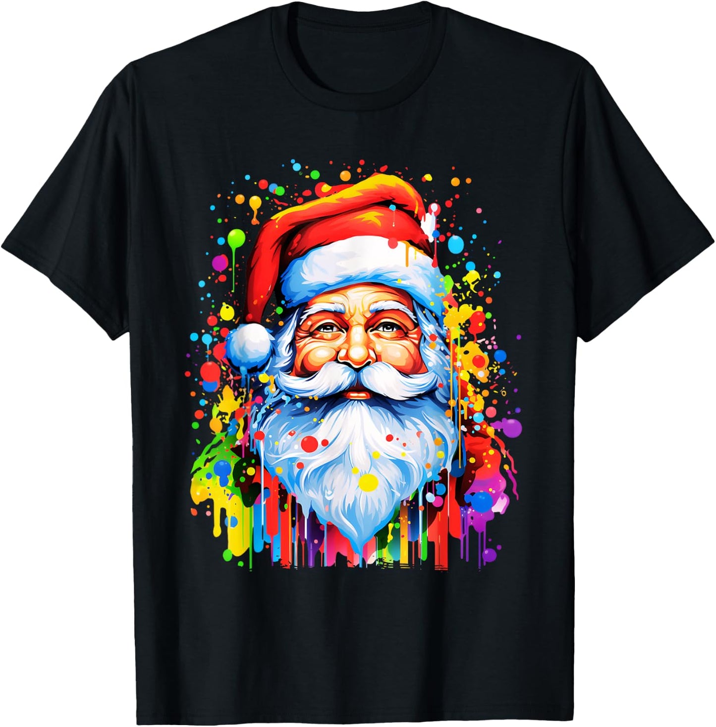 Fun Funny Funky Santa Claus Tie Dye Colorful Christmas Art T-Shirt - T-Shirt | Black
