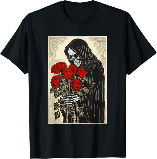Grim Reaper Smelling The Roses T-Shirt - T-Shirt | Black