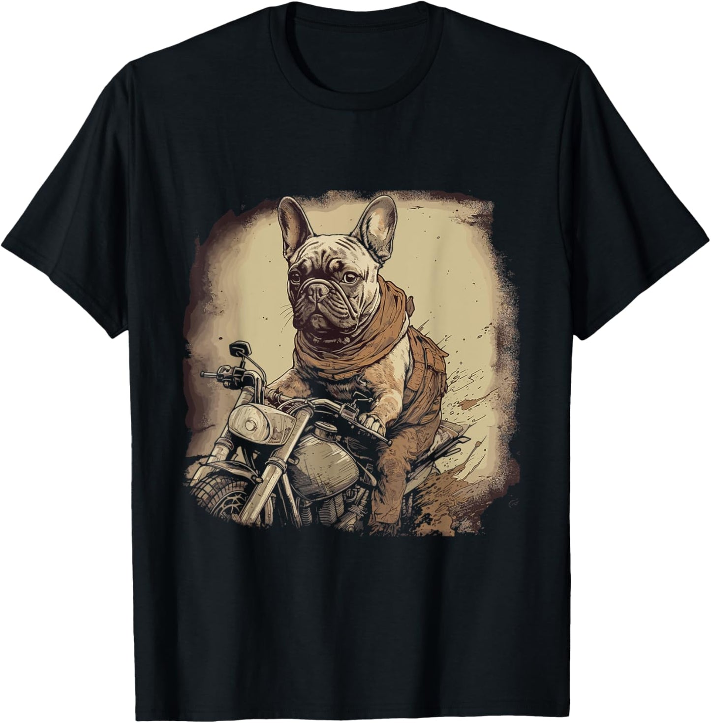Funny Vintage French Bulldog Biker French Bulldog Motorcycle Women T-Shirt - T-Shirt | Black