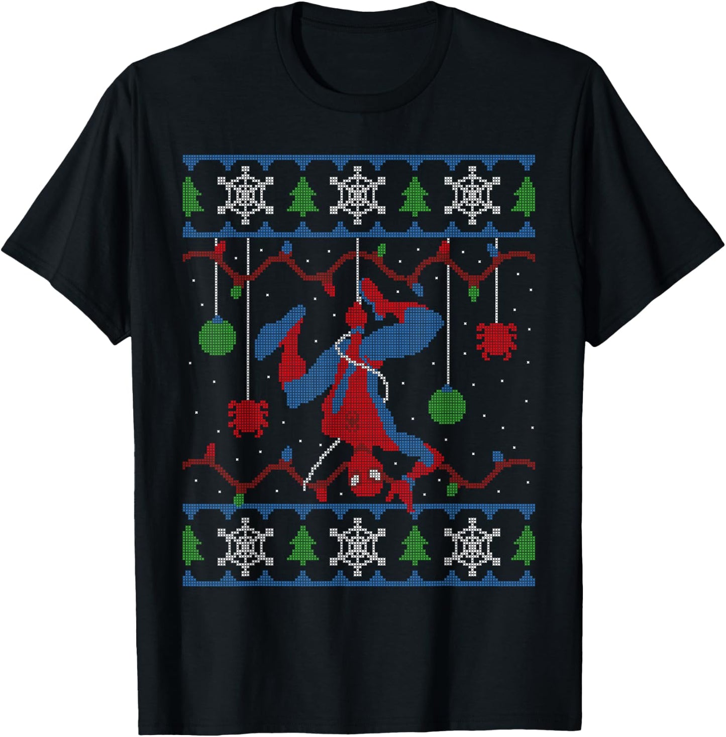 Marvel Spider-Man Upside Down Ugly Christmas Sweater T-Shirt - T-Shirt | Black