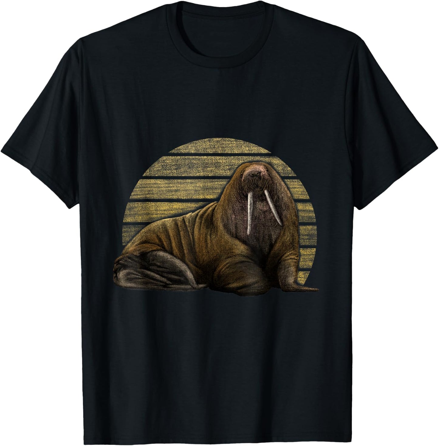 Walrus Drawing - Realistic Sea Lion Seals, Walrus T-Shirt - T-Shirt | Black