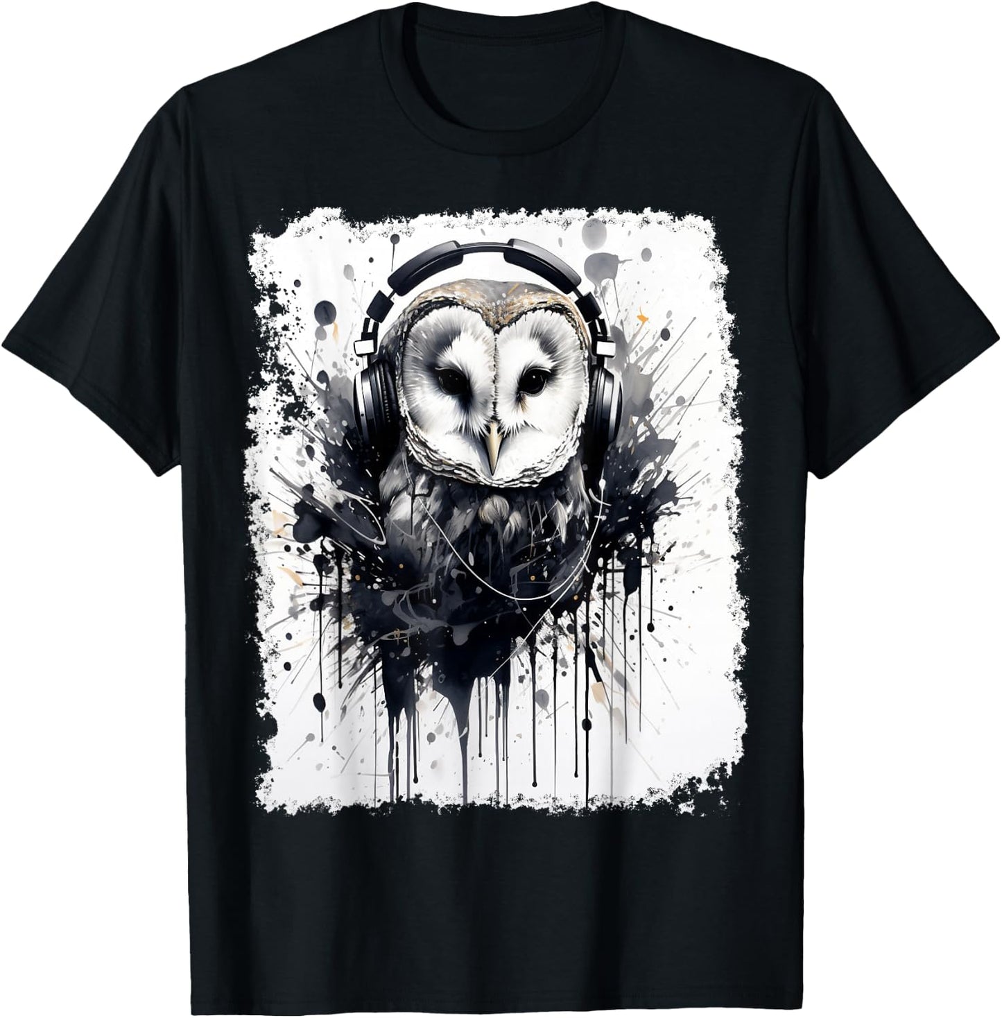 Ink Art Barn Owl Music T-Shirt - T-Shirt | Black