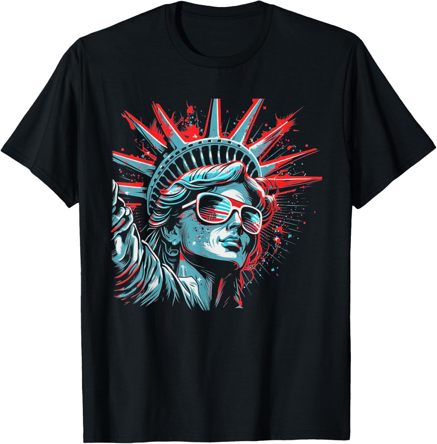 Statue Of Liberty 4th of July American Flag USA Funny T-Shirt - T-Shirt | Black