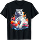 Tiger in White - Flower Art - Animal Art Tiger T-Shirt - T-Shirt | Black