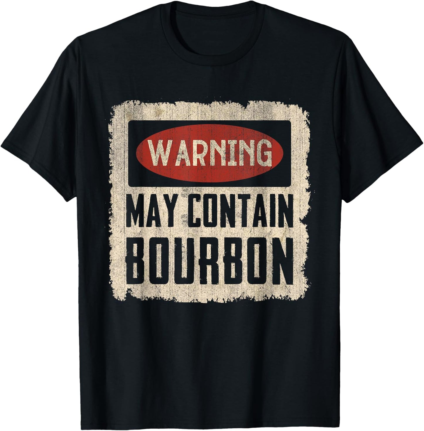 Warning May Contain Bourbon Retro T-Shirt - T-Shirt | Black