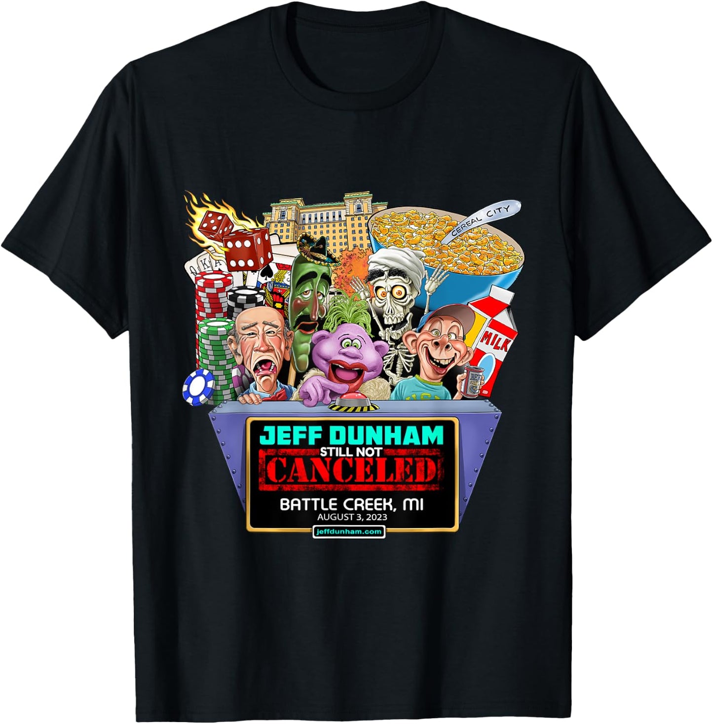Jeff Dunham Battle Creek, MI (2023) T-Shirt - T-Shirt | Black