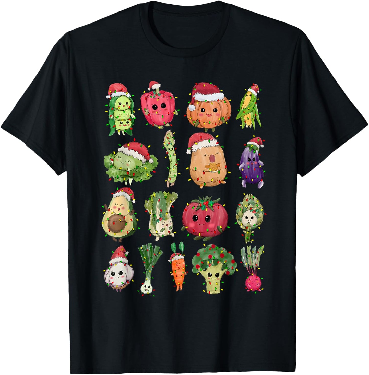 Christmas Lunch Lady Vegetable Food Christmas Tree Funny Xmas Vegan - Women's Black Small Fitted Short Sleeve T-Shirt - T-Shirt | Black