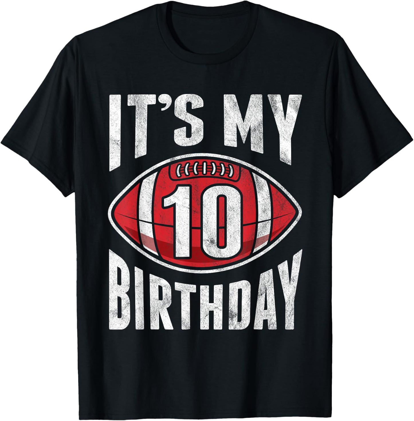 10 Years Old American Football 10th Birthday Boy Retro Style T-Shirt - T-Shirt | Black