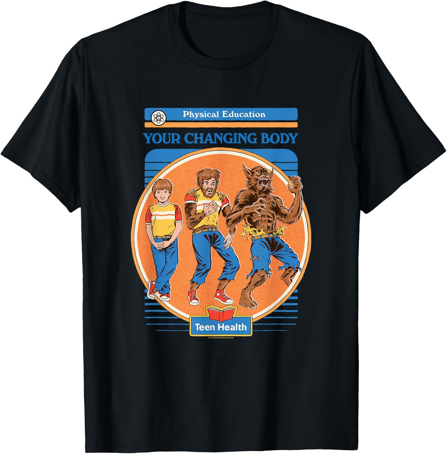 Steven Rhodes Your Changing Werewolf Body Retro Dark Humor T-Shirt - T-Shirt | Black