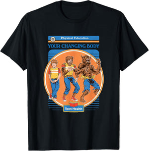 Steven Rhodes Your Changing Werewolf Body Retro Dark Humor T-Shirt - T-Shirt | Black