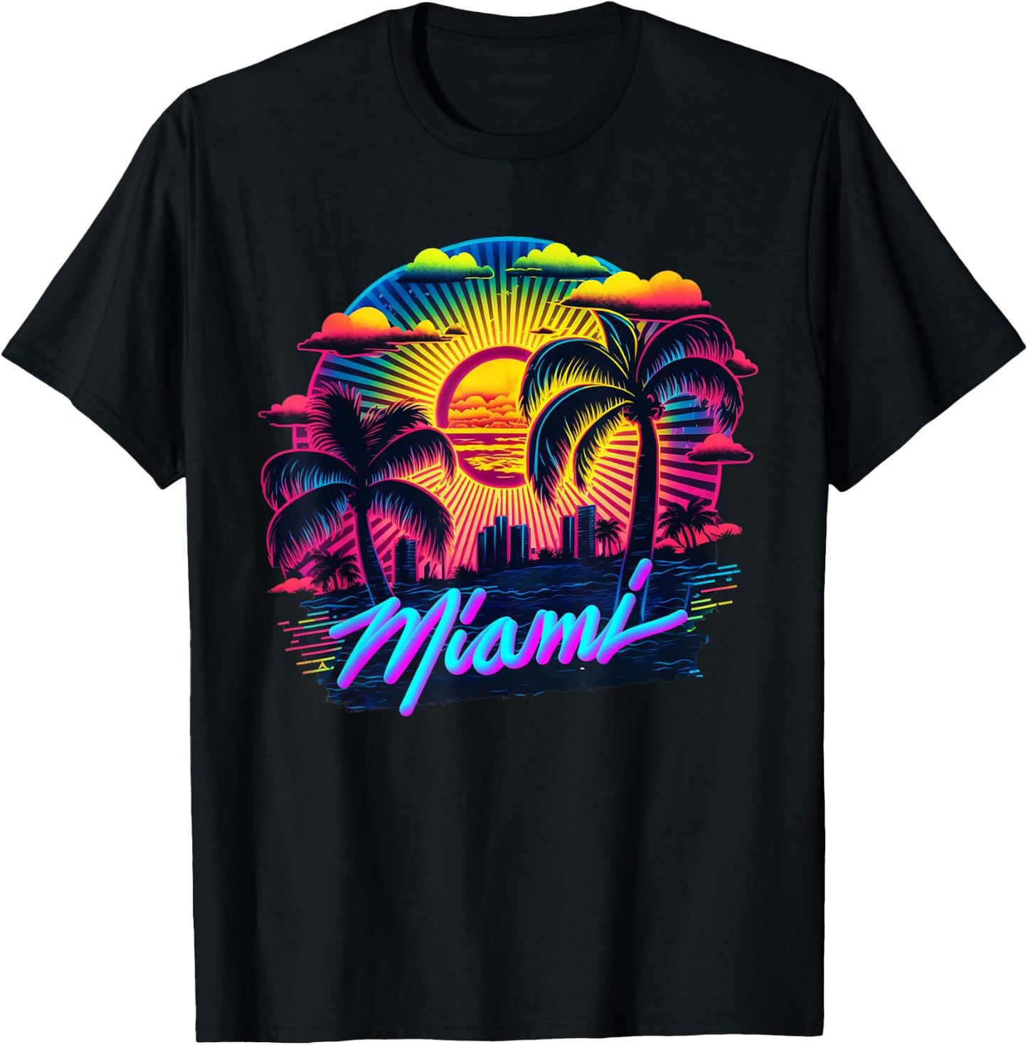 Miami Men Florida Vibrant Colorful Miami Souvenir T-Shirt - T-Shirt | Black