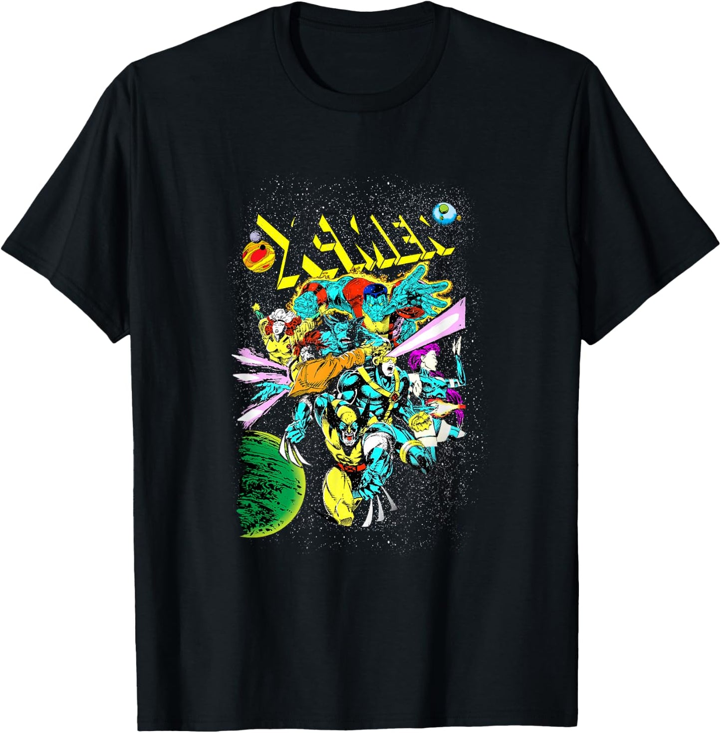 Marvel X-Men Battle in Space Vintage Comic Book Cover T-Shirt - T-Shirt | Black