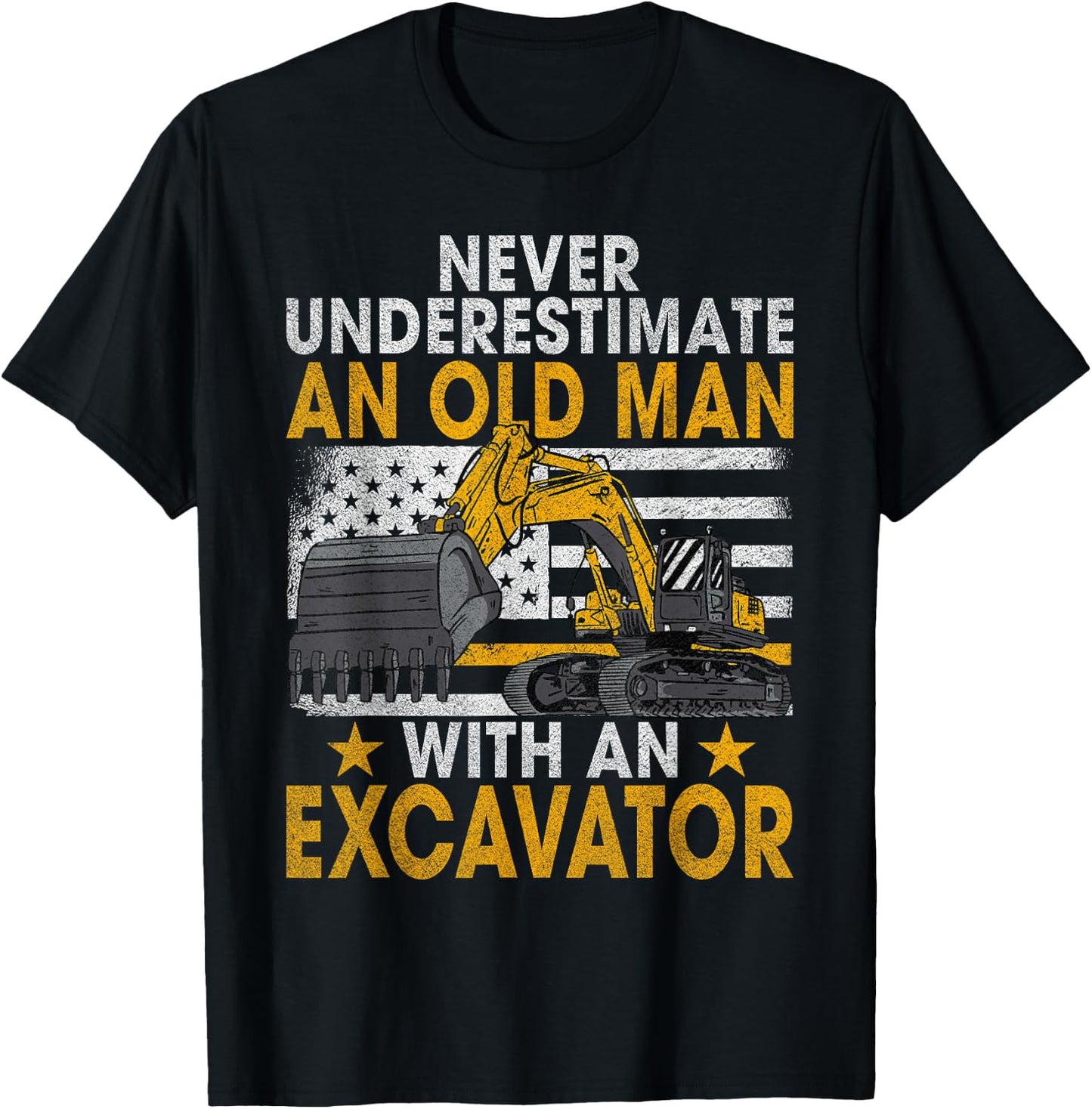 Bad Old Man Construction Worker & Construction Site Excavator Driver T-Shirt - T-Shirt | Black