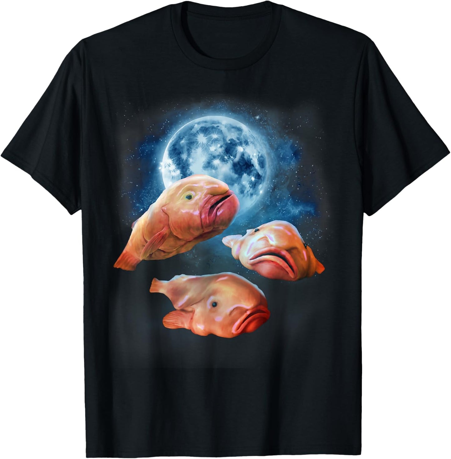 Funny Blobfish Shirt - Blobfish Howling at the Moon T-Shirt - T-Shirt | Black