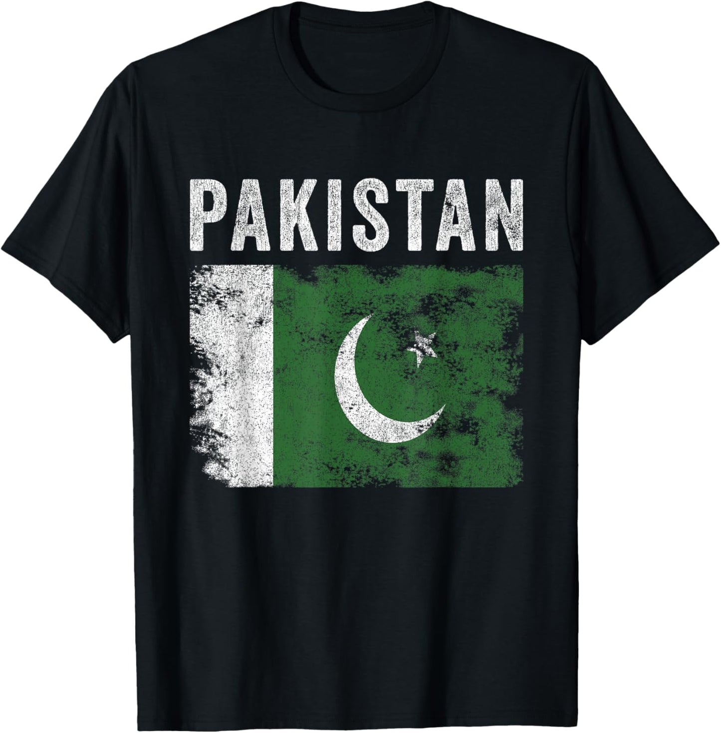 Pakistan Flag Distressed - Men Women Kids - Pakistani Flag T-Shirt - T-Shirt | Black