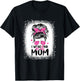 I Wear Pink For My Mom Messy Bun Breast Cancer Awareness T-Shirt - T-Shirt | Black