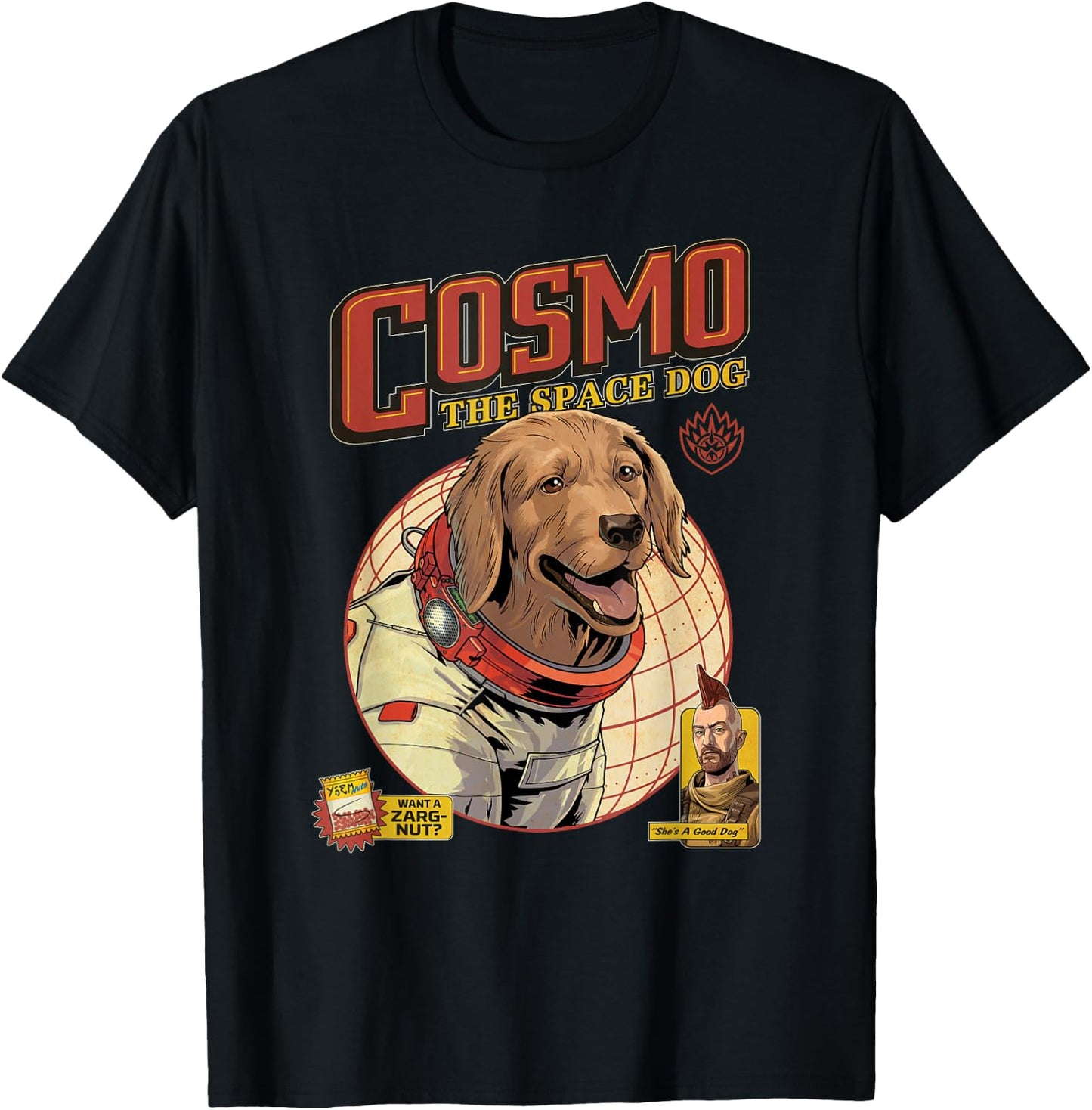 Marvel Guardians of The Galaxy Volume 3 Cosmo The Space Dog T-Shirt - T-Shirt | Black