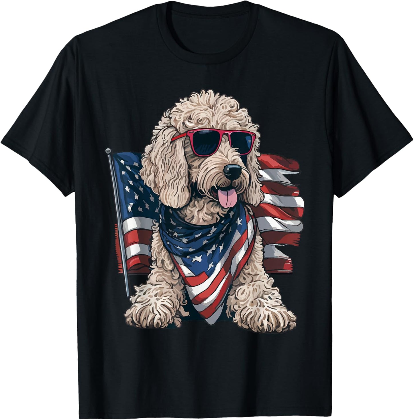 Goldendoodle 4th of july patriotic golden doodle dog T-Shirt - T-Shirt | Black