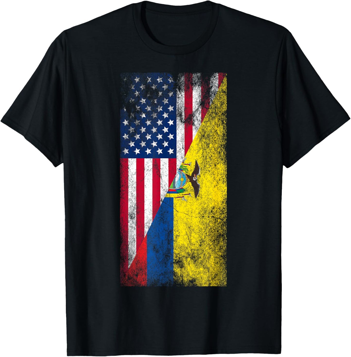 USA & Ecuador Flags - United States of America, Ecuadorian T-Shirt - T-Shirt | Black