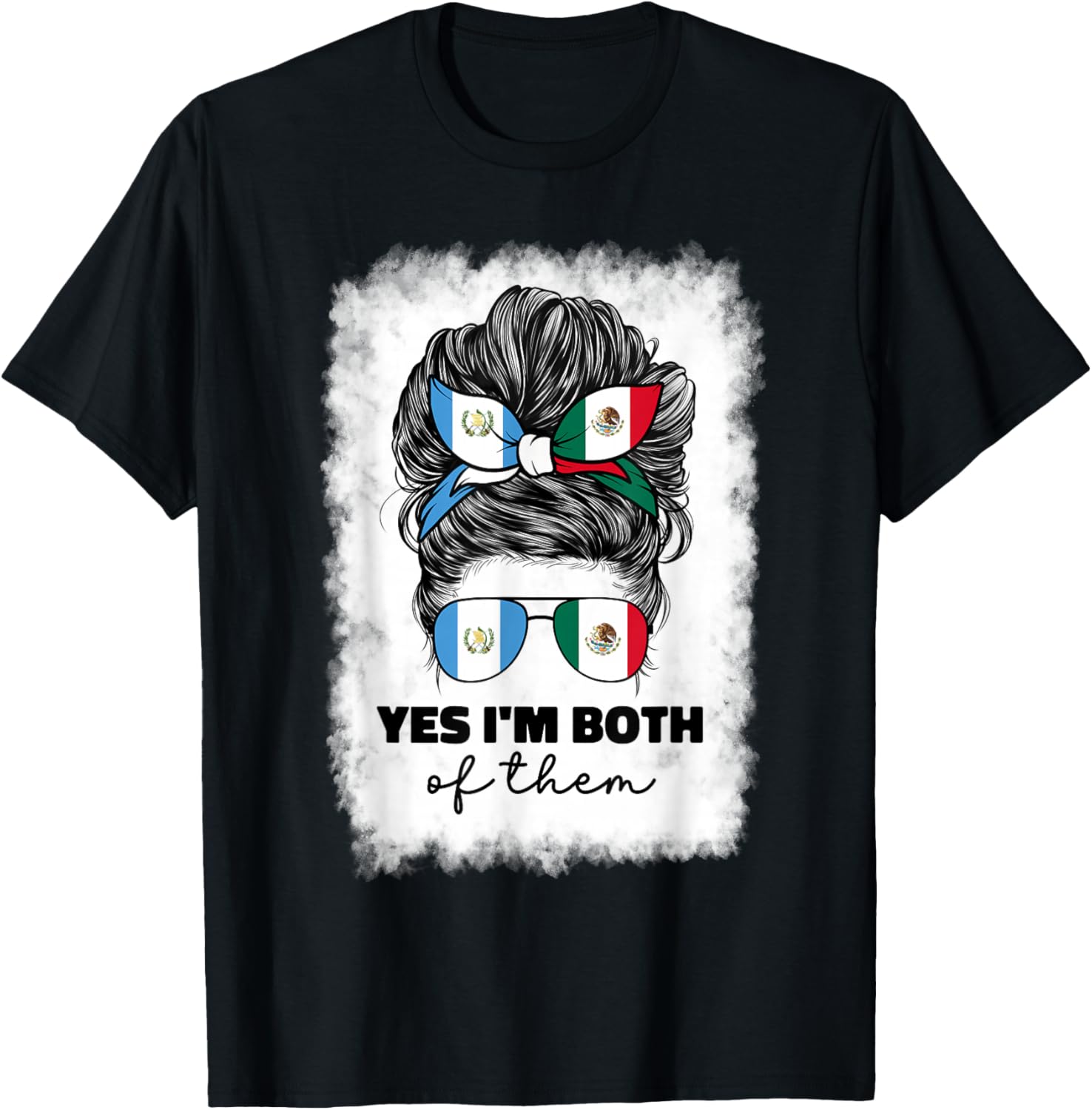 Half Mexican And Guatemalan Mexico Guatemala Flag Girl Women T-Shirt - T-Shirt | Black