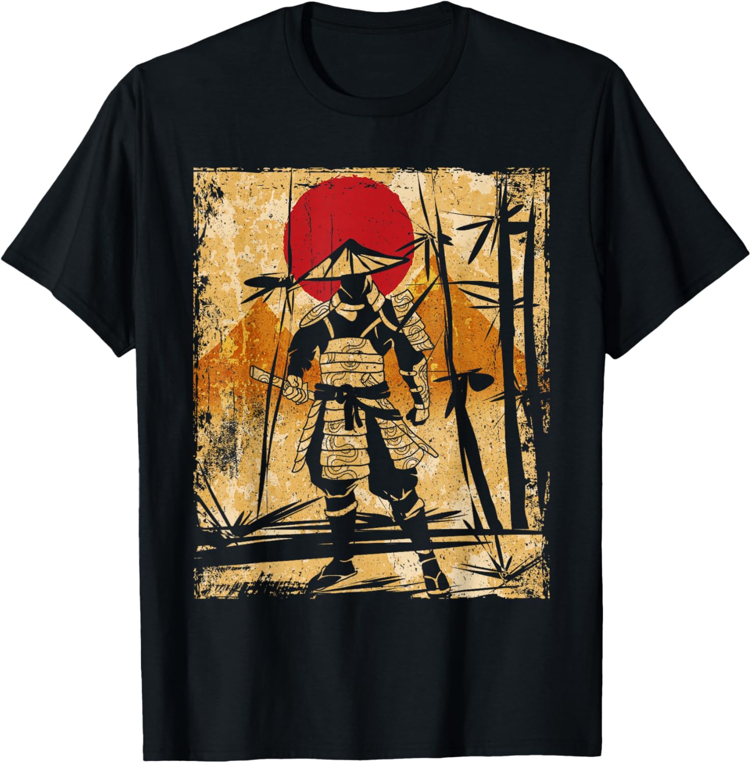 Samurai Japanese Art Vintage Fighter Retro T-Shirt - T-Shirt | Black