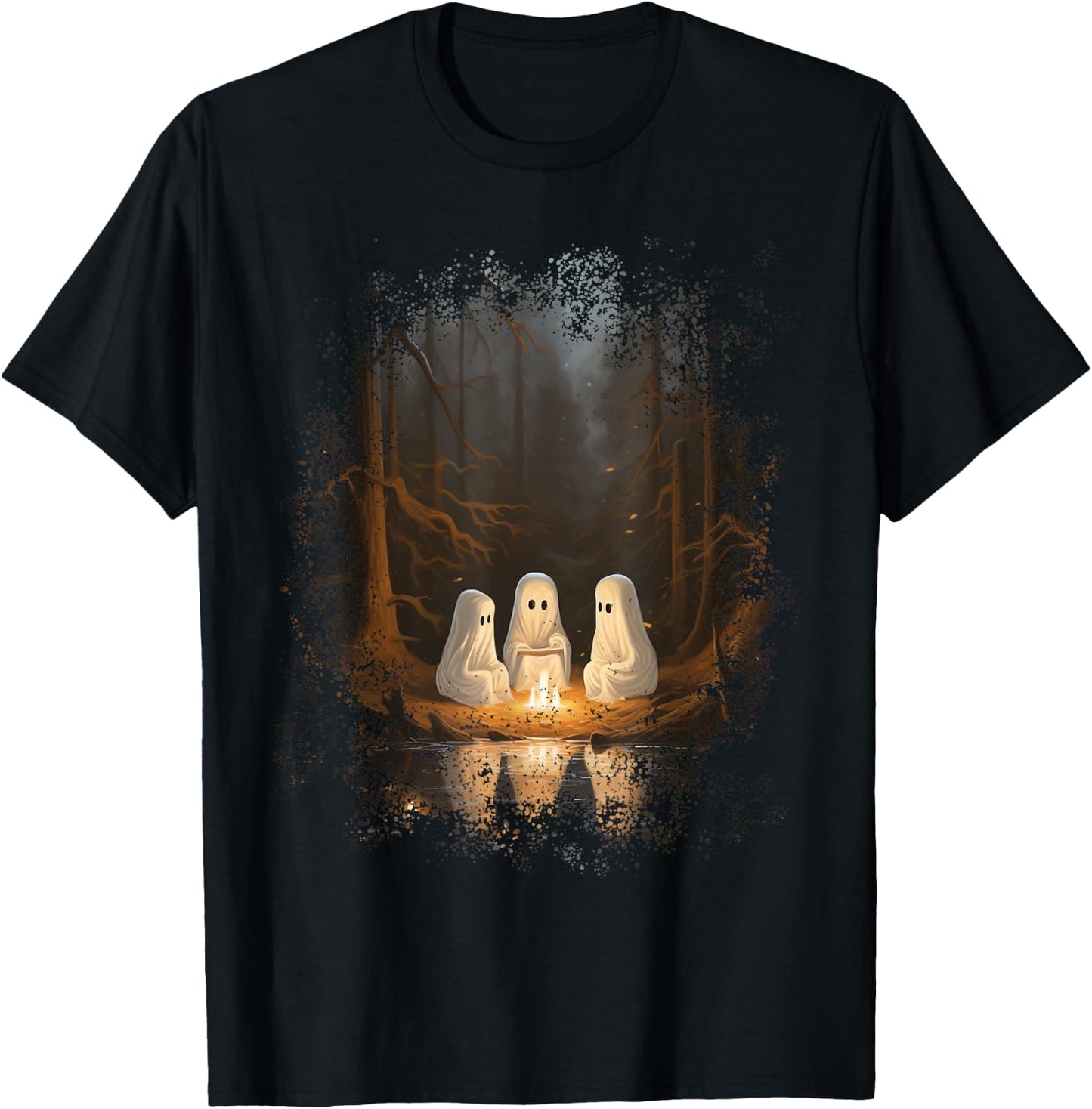 Vintage Ghost Campfire Camping Gothic Halloween T-Shirt - T-Shirt | Black