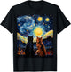 Funny Couples Cats Lover Starry Night Vincent van Gogh Cat Women Girls Kids T-Shirt - T-Shirt | Black