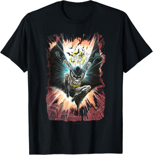 WB100 DC Comics The Batman Soaring Action Shot Sketch T-Shirt - T-Shirt | Black