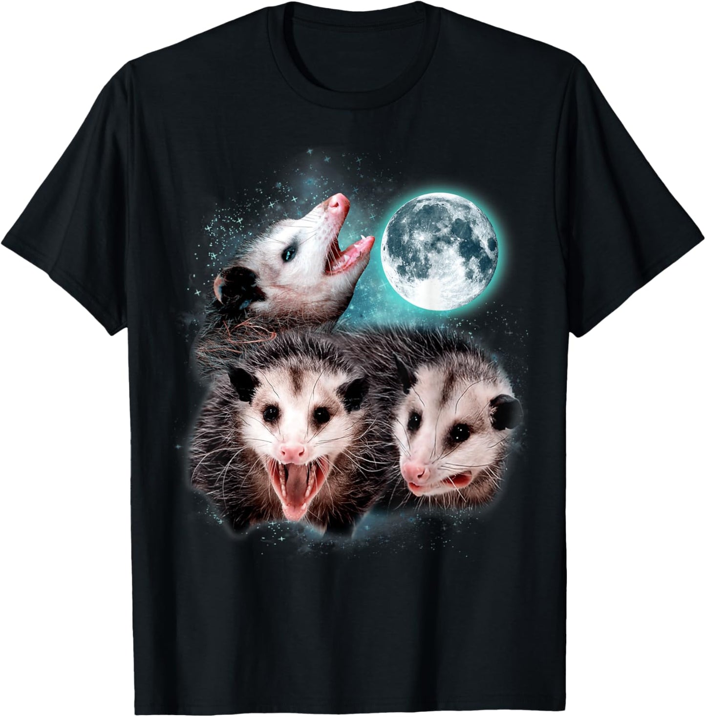 3 Opossum Moon Howling Opossum Head Funny , Women T-Shirt - T-Shirt | Black