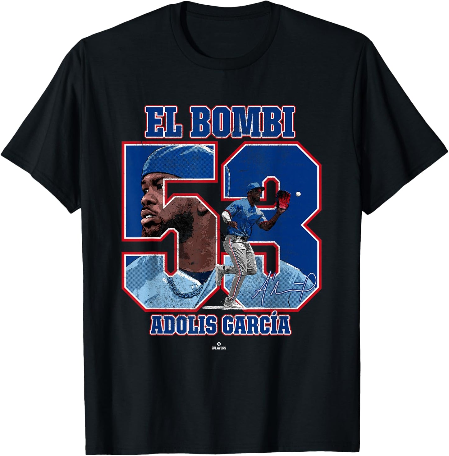 El Bombi Adolis Garcia Texas MLBPA T-Shirt - T-Shirt | Black