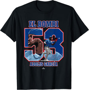 El Bombi Adolis Garcia Texas MLBPA T-Shirt - T-Shirt | Black