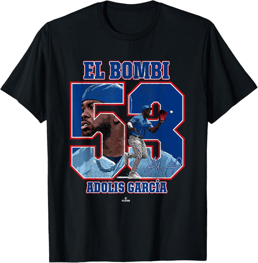 El Bombi Adolis Garcia Texas MLBPA T-Shirt - T-Shirt | Black