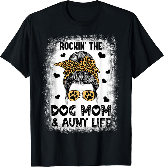 Dog Mom Aunt Life Cute Dog Lover Mother's Day Auntie T-Shirt - T-Shirt | Black