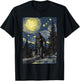 Bigfoot Starry Night Sasquatch Van Gogh Painting Art T-Shirt - T-Shirt | Black