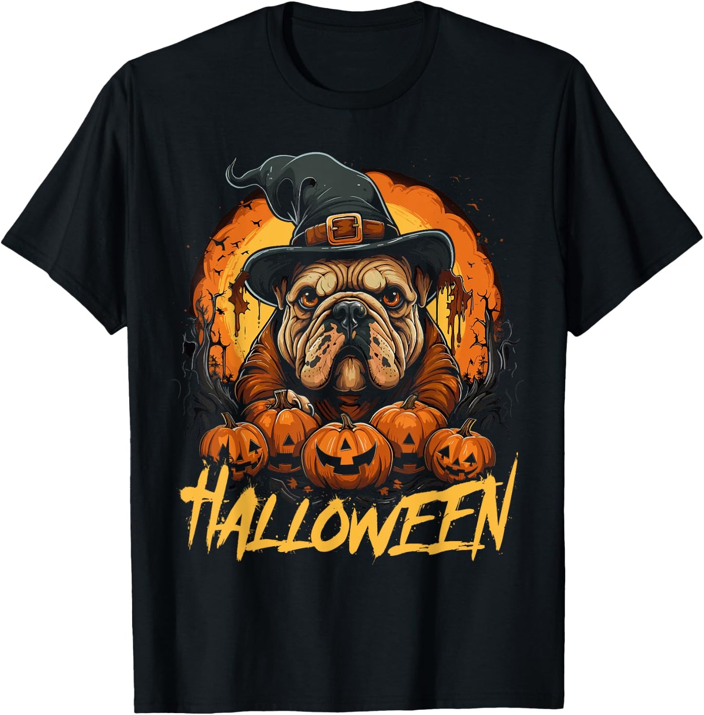 Cute Halloween English Bulldog Lover Childrens T-Shirt - T-Shirt | Black