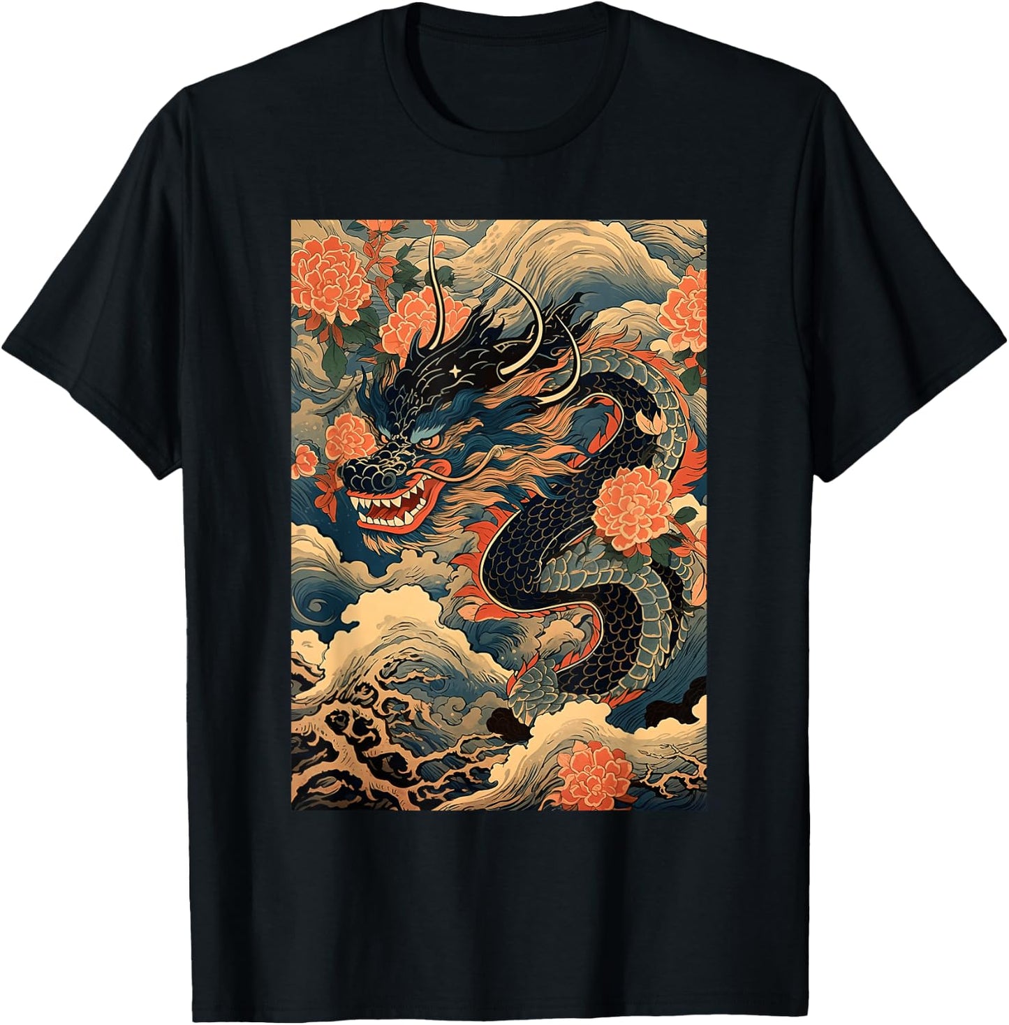 Vintage Dragon Japanese Graphic Art Retro Tattoo T-Shirt - T-Shirt | Black