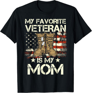 Mother Veterans Day My Favorite Veteran Is My Mom Proud Son T-Shirt - T-Shirt | Black