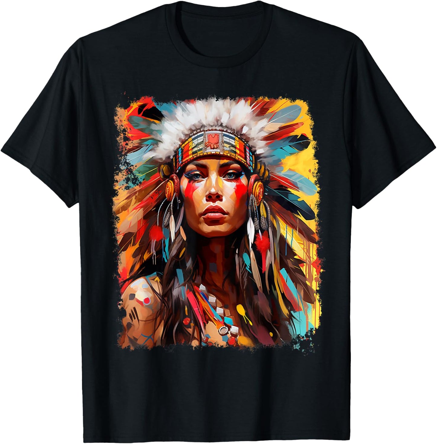 Native Indian Female T-Shirt - T-Shirt | Black