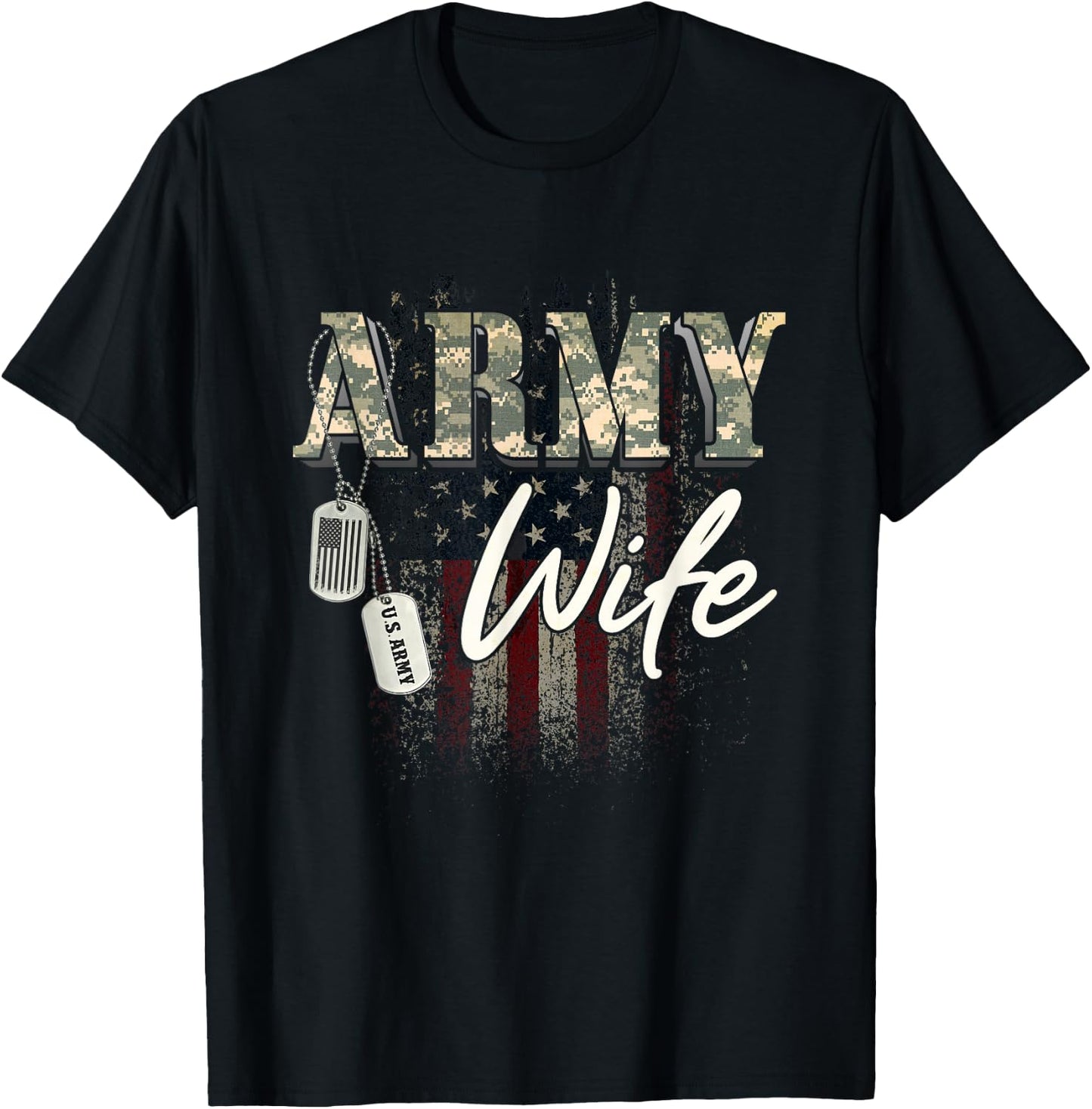 Proud Army Wife American Veteran Military Gift T-Shirt - T-Shirt | Black