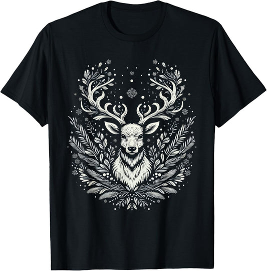 Christmas Reindeer Merry Christmas Xmas Morning Holiday T-Shirt - T-Shirt | Black