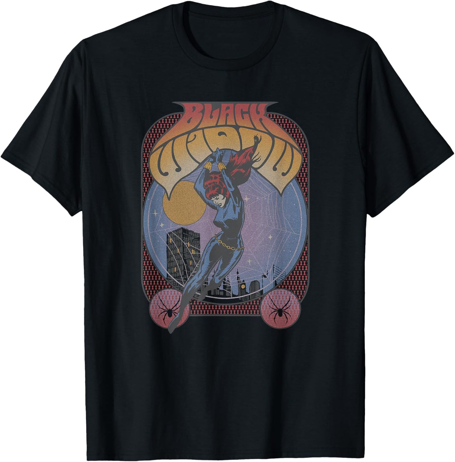 Marvel Black Widow Classic Comic Seventies Retro Poster T-Shirt - T-Shirt | Black