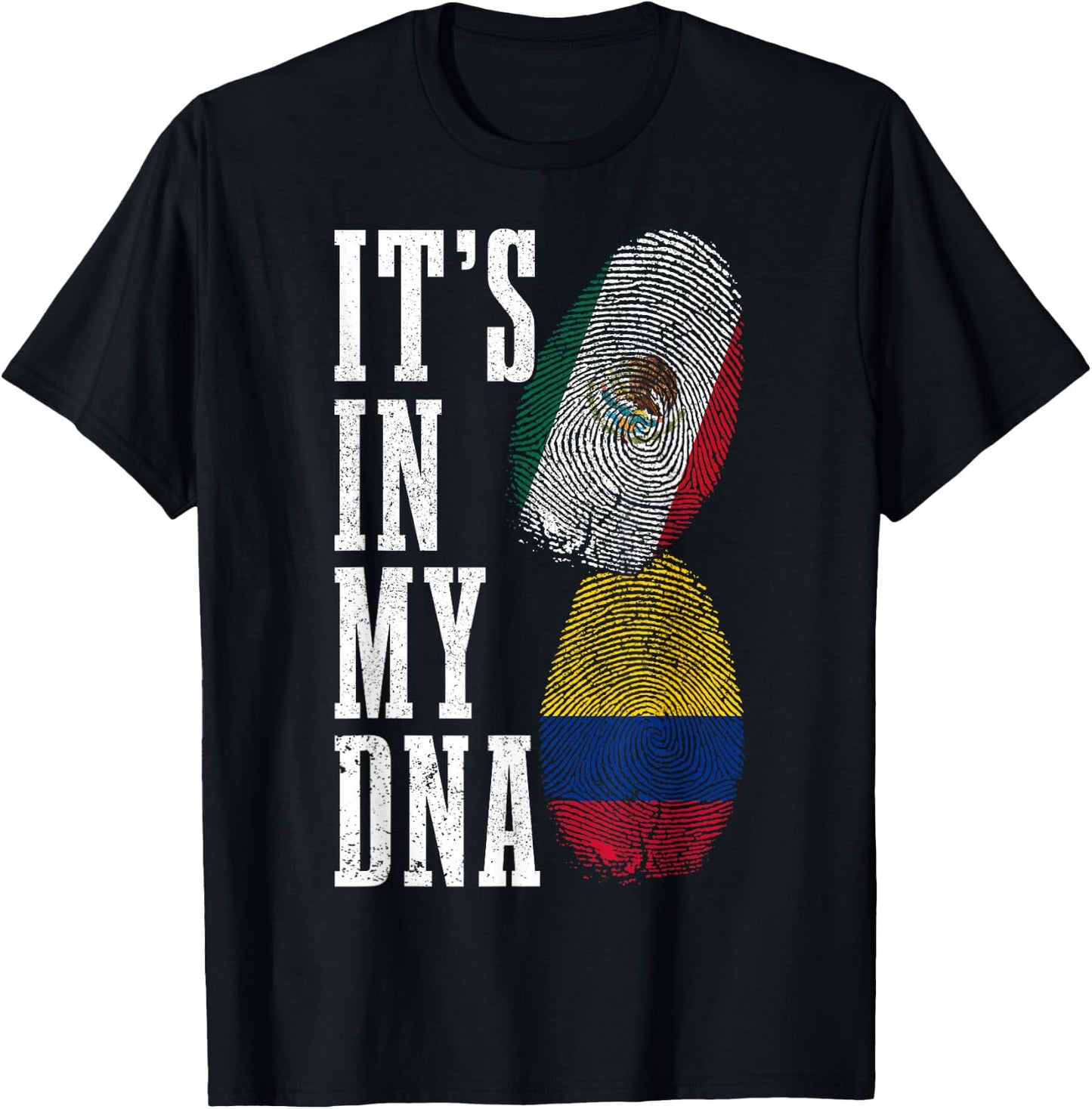 Mexico Colombia It's In My DNA Mexican Colombian Flag Pride T-Shirt - T-Shirt | Black