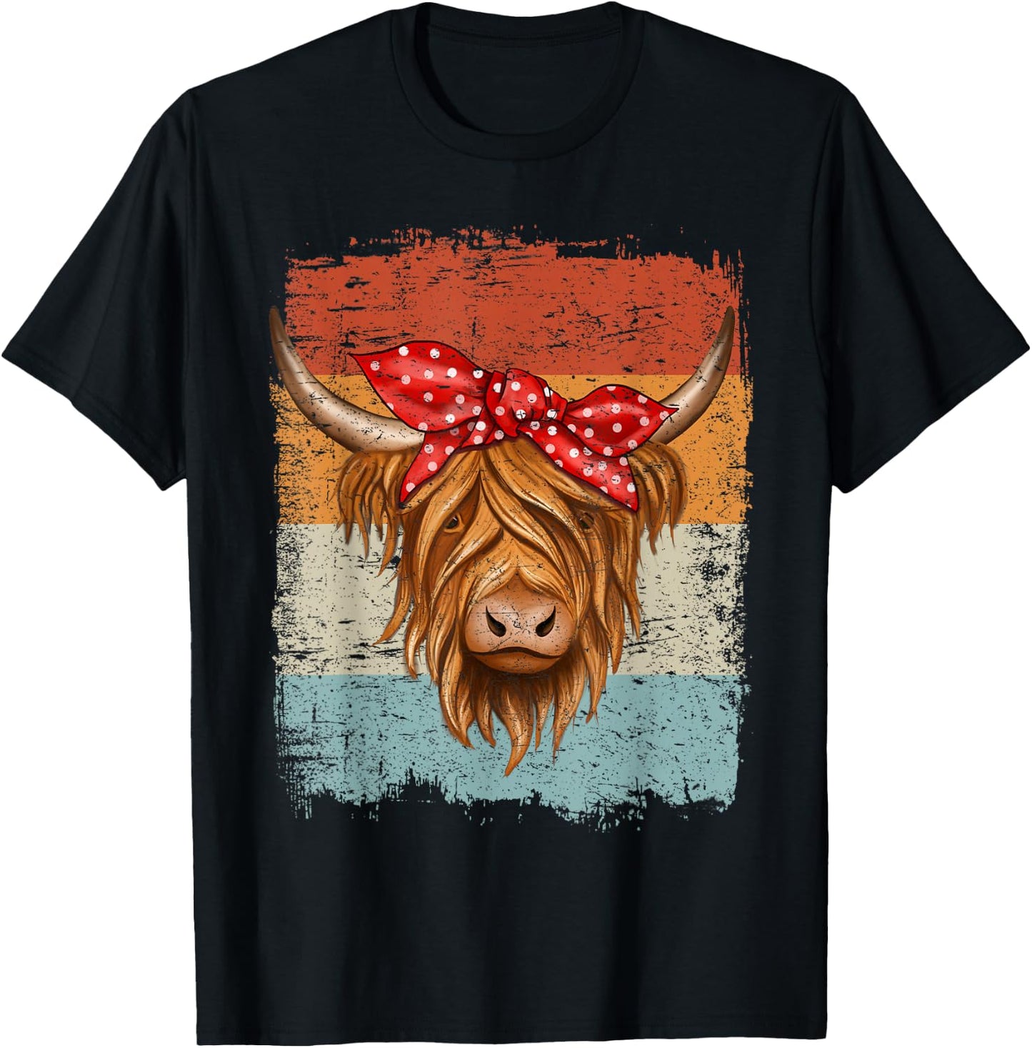 Scottish Highland Cow Cattle Hairy Cow Flowers Woman T-Shirt - T-Shirt | Black