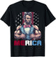 USA 4th Of July, Abraham Lincoln Funny Workout Muscles Women Kids Men T-Shirt - T-Shirt | Black