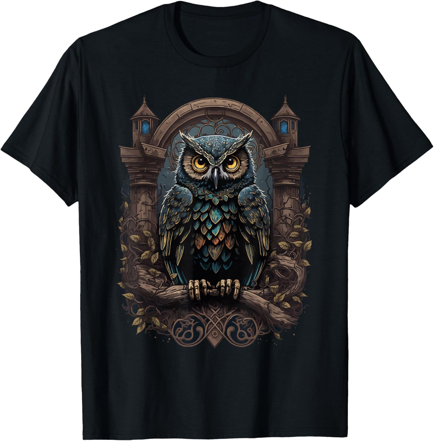 Gothic Pagan Wicca Witchcraft Occult Gothic Owl Moon Phase Black , Girls, Witchcraft Enthusiasts, , Short Sleeve, Size Small T-Shirt - T-Shirt | Black