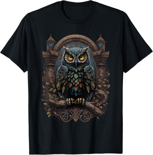 Gothic Pagan Wicca Witchcraft Occult Gothic Owl Moon Phase Black , Girls, Witchcraft Enthusiasts, , Short Sleeve, Size Small T-Shirt - T-Shirt | Black